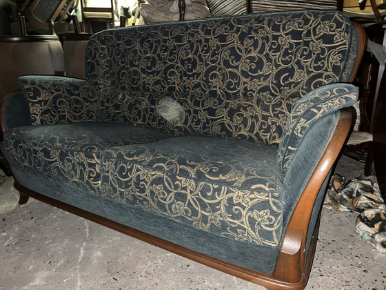 Image 1 of Jugendstil-Bank aus Kirschholz mit Armlehnen
