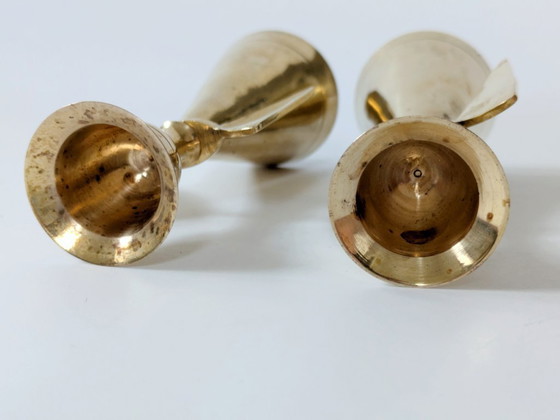 Image 1 of Coppia di portacandele vintage a forma di angelo in ottone, decorazioni natalizie in stile moderno di metà secolo