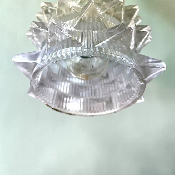 Image 1 of Kleine geometrische plafondlamp van geperst glas met halfverzonken montage voor de slaapkamer