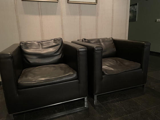 Twee bruine Molinari fauteuil – Leather, Metal (photo 3 of 5)