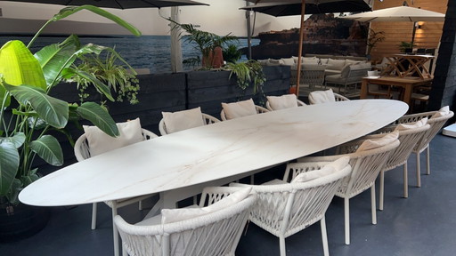 Borek tuintafel  LEXX ovaal Dekton 450x115 cm met Majinto Ardenza stoelen (7 stuks)