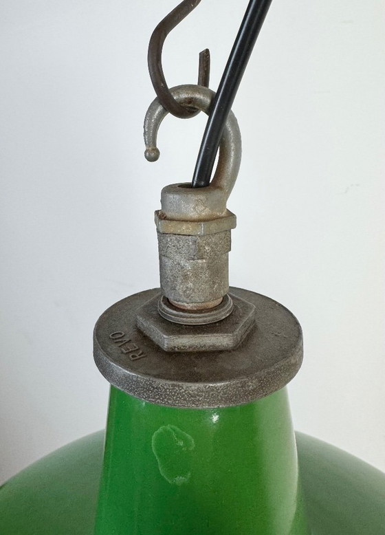 Image 1 of Industrial Green Enamel Factory Pendant Lamp from Revo, 1950s