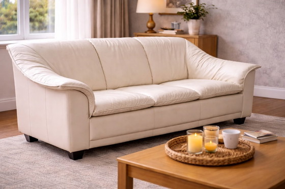 Image 1 of Ensemble de canapés vintage en cuir 2 pièces — 2 places + 3 places — Seconde moitié du XXe siècle