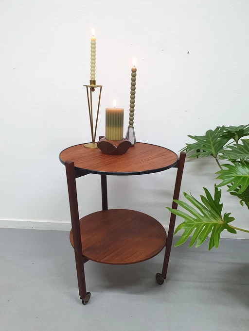 Mid - Century Trolley/Barcart Teak. Vintage Bar Cart Round.