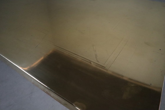 Image 1 of Mesa de centro de latón grabado de Christian Heckscher, Bélgica, década de 1970.