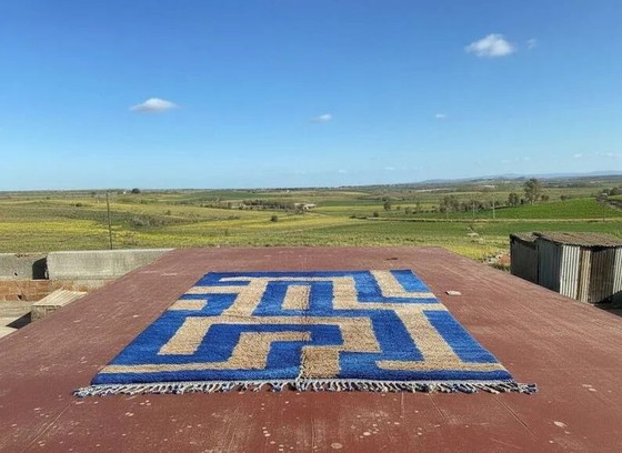 Moroccan blue and beige Berber rug 300x200 cm – handmade – Rugs & carpets, Wool, Cotton, Modern (photo 3 of 10)