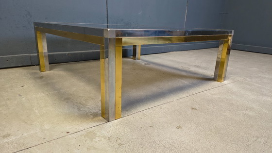 Image 1 of Vintage chrome and brass coffee table in the manner of Romeo Rega, 1970s