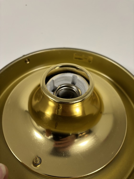 Image 1 of Ceiling and wall lamp made of brass and amber glass, Glashutte Limburg, Germany, 1960s