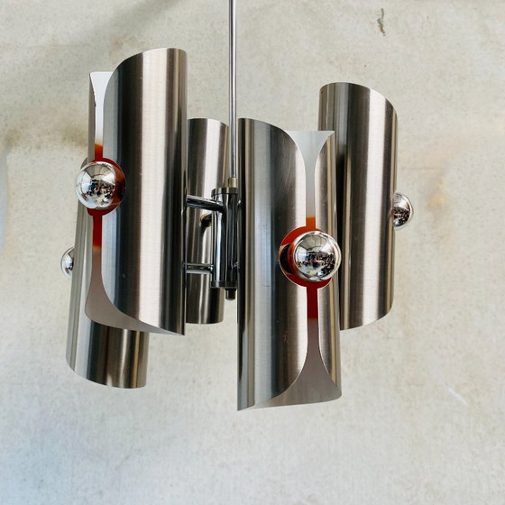 Image 1 of Space Age Aluminum Pendant Lamp By Polam Bielsko-Białae 1970