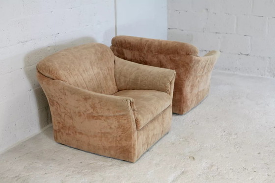 Image 1 of 2x Fauteuil Velours "Caramel Blond"