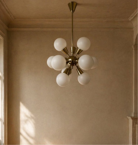 Image 1 of Sputnik Kronleuchter Mid Century Glas Kamenický Šenov 1960er Jahre Tschechoslowakei