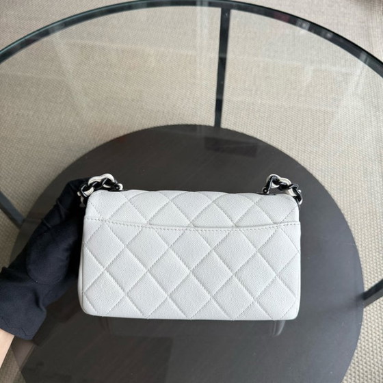 Image 1 of Chanel Seasonal Flap Mini - 20CM Caviar My Everything Bag Quilted Grained Calfskin White Calfskin Black Hardware Series 3