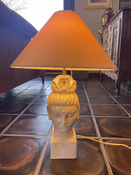 Lámpara Aldo Londi Kwan Yin Bitossi de los años 70, rara combinación de colores blancos