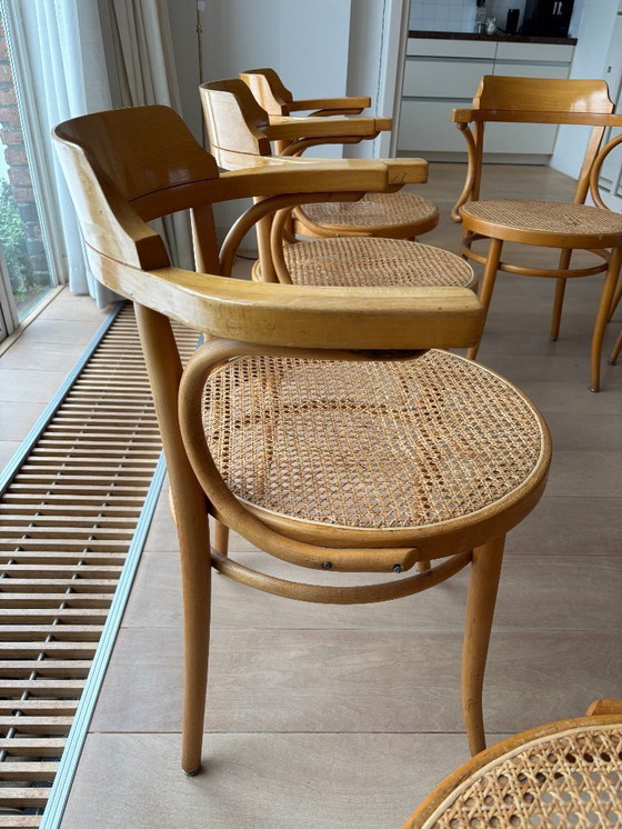 Image 1 of 6 fauteuils de style Thonet avec assises en osier, marque Ligna