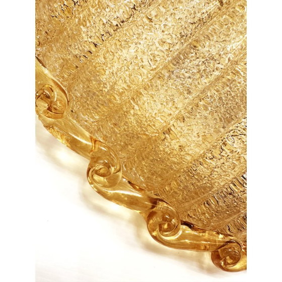 Image 1 of Venetian Amber Graniglia Budino Murano Glass Flush Mount in Vintage 1970s Design Style