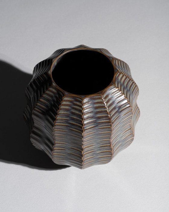 Image 1 of Heinrich FUCHS Op Art Retro LUISENBURG Vase calebasse en porcelaine 