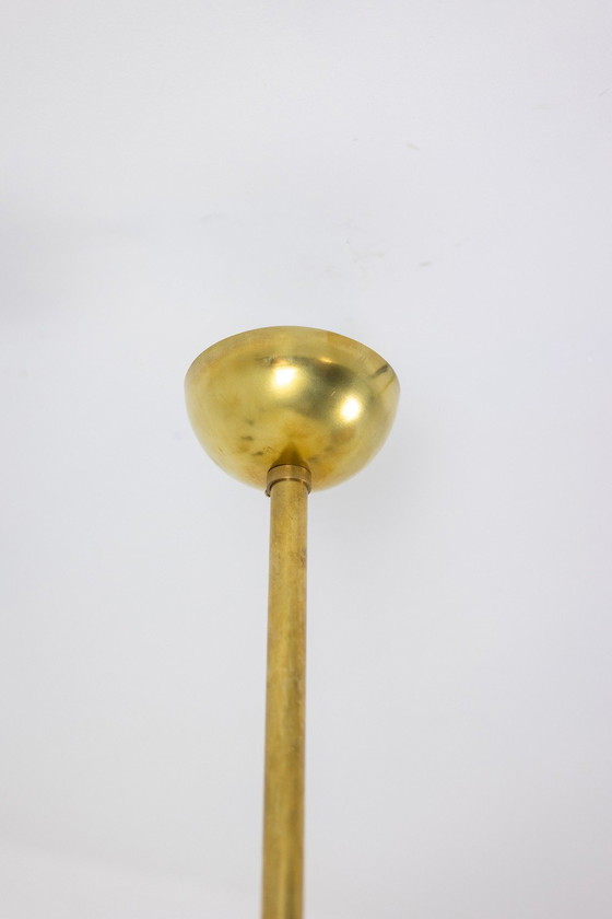 Diabolo kroonluchter met 12 lampen in zwart gelakt metaal. Hedendaags. – Metal, Brass (photo 7 of 11)