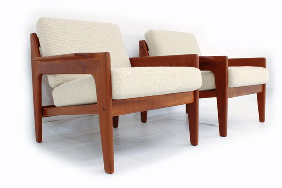 Image 1 of come nuova, 2x Arne Wahl Iversen f. Komfort, poltrona danese in teak della metà del secolo scorso, poltrona vintage, rivestiment