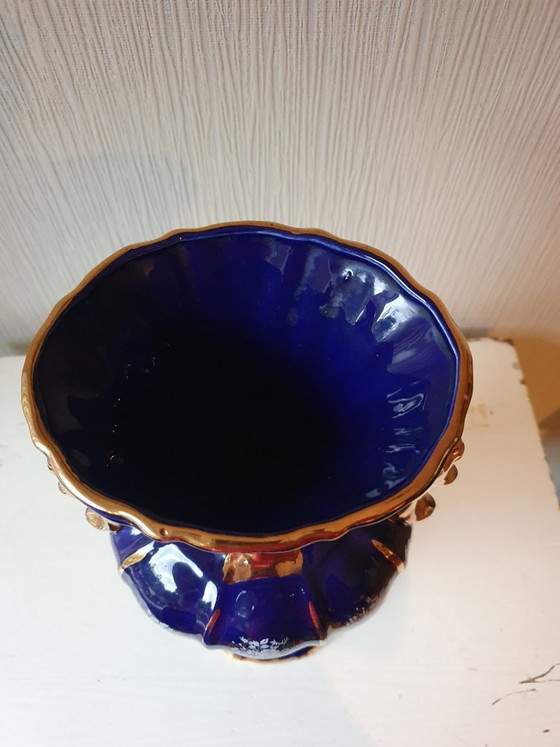 Image 1 of Exclusive Italian ceramic vase - cobalt blue 37 cm