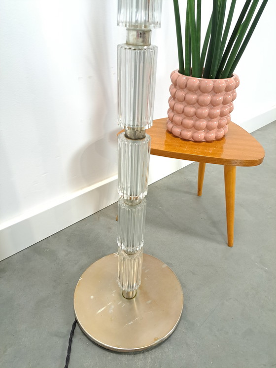 Image 1 of Lampada da terra in vetro anni '70 con cromo vintage