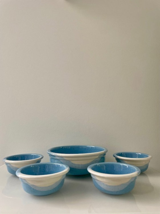 Image 1 of Kultakeramiikka Finland tray set blue/white (5-piece)