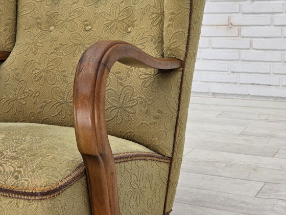 Image 1 of 1960er Jahre Dänischer Sessel, hellgrüner Möbelvelours, Buchenholz