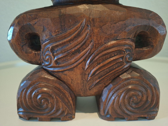 Unique Hand-Carved Māori Tekoteko Sculpture, Signed by Ropata (, Wood, Other, Brown (photo 10 of 13)