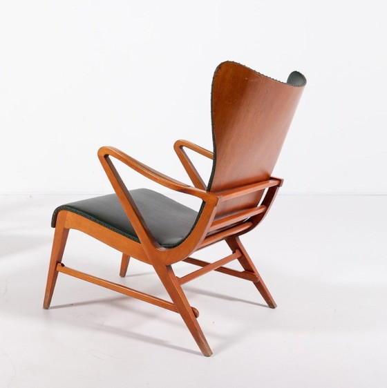 Image 1 of Sillón arquitectónico sueco de estilo moderno de mediados de siglo, diseñado por Axel Larsson en la década de 1950.