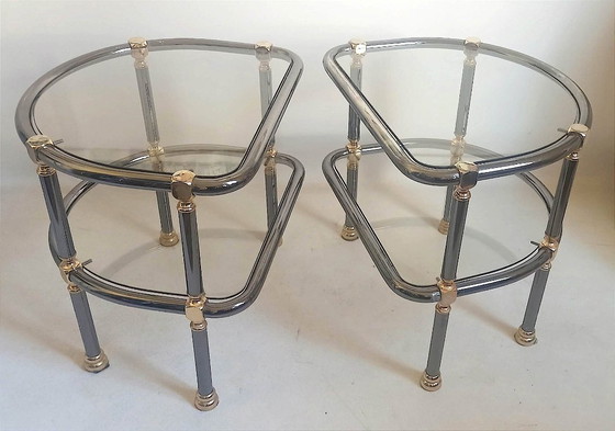 Image 1 of Coppia di tavolini semicircolari, anni '70, altezza 45,5 cm