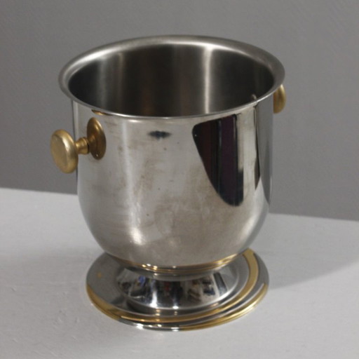 Secchiello per champagne vintage Gottinghen, acciaio inossidabile 18/10, placcato oro, design anni '80