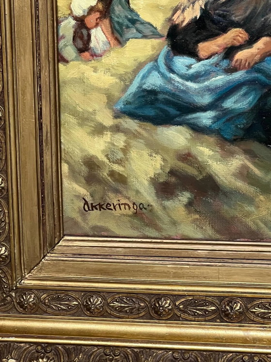 Johannes Evert Akkeringa ( ). “Kinderen spelen op het strand”. Beroemde Nederlandse kunstenaar. (photo 4 of 7)