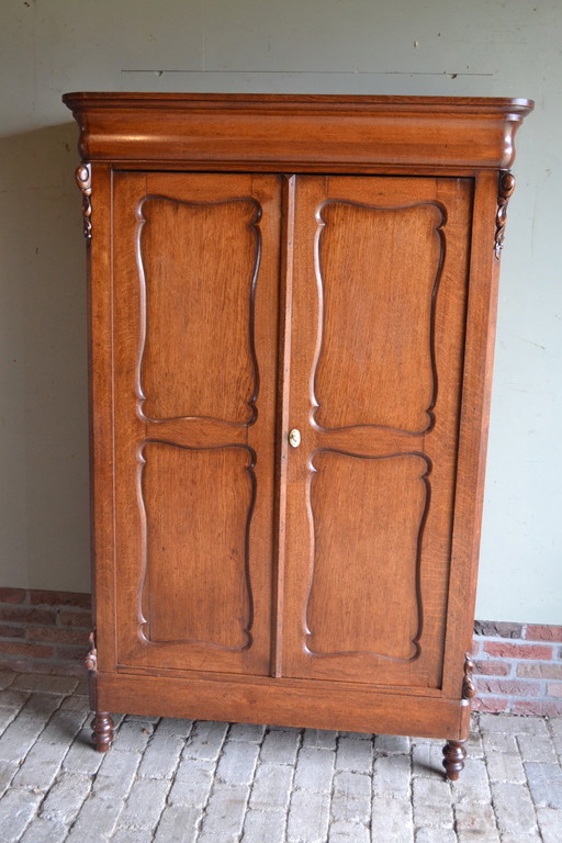 Antique Oak Wood Biedermeier Maid's Cupboard