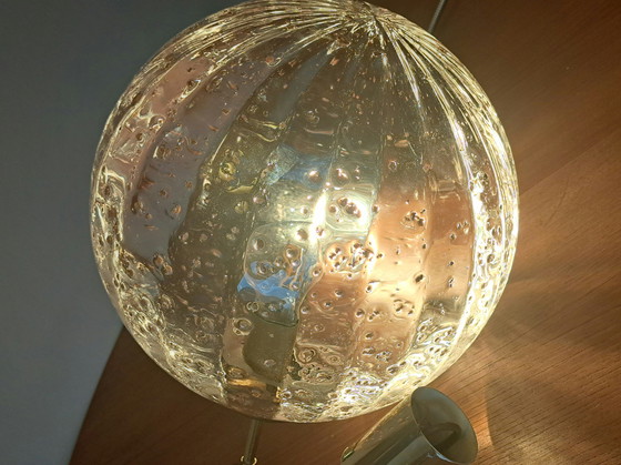 Image 1 of 🟡 DORIA Pendant Light 🟡🔍 OPTIC Glass • Vintage 60s/70s • Brass • Bubble Glass