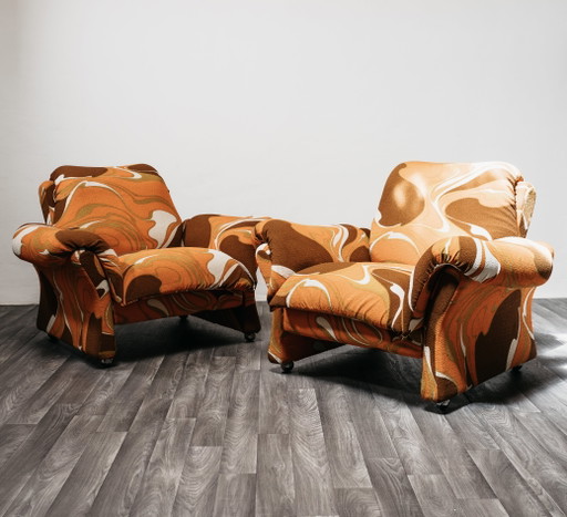 Guarnacci Padovano Vagnoni Paar 1-zits fauteuils Mod. Ionica-ontwerp jaren 70