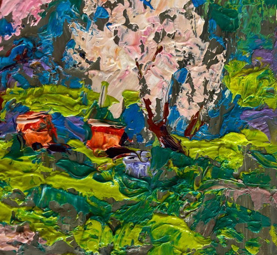 Image 1 of Original Oil Painting Spring Flowers Landscape Spring Blossom
