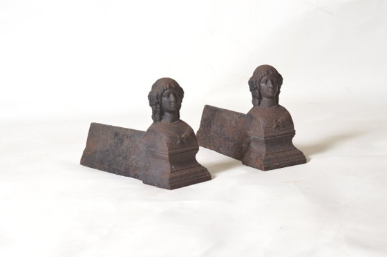 Image 1 of 19th Century Cast Iron Andirons, 1890s, Set of 2