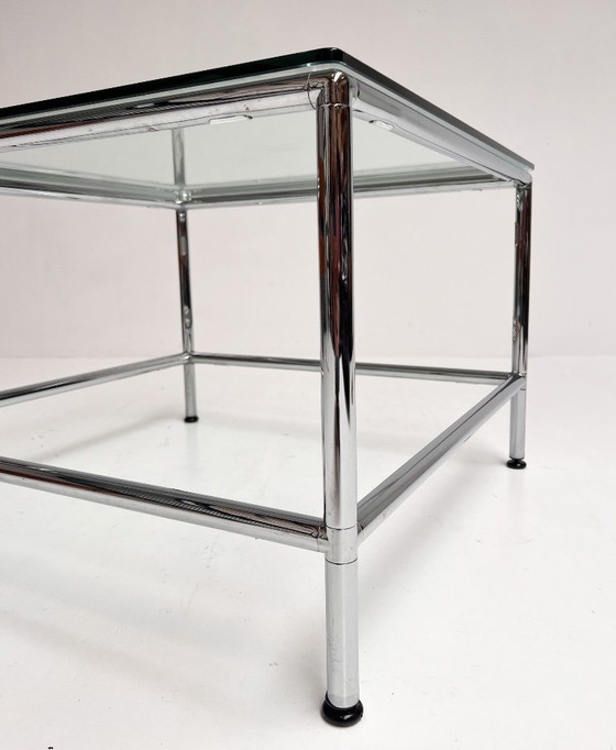 Tavolino da caffè quadrato in vetro, 71 x 71 cm, anni '90 – Tavolini da caffè, Metal (photo 12 of 13)