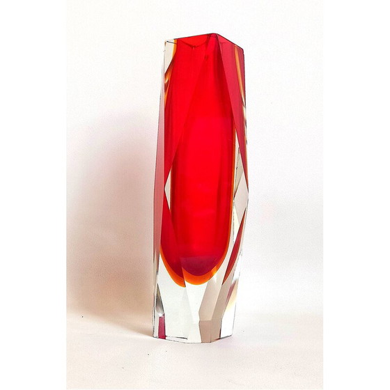 Image 1 of Facettierte Vase aus Muranoglas von Luigi Mandruzzo, Italien 1960