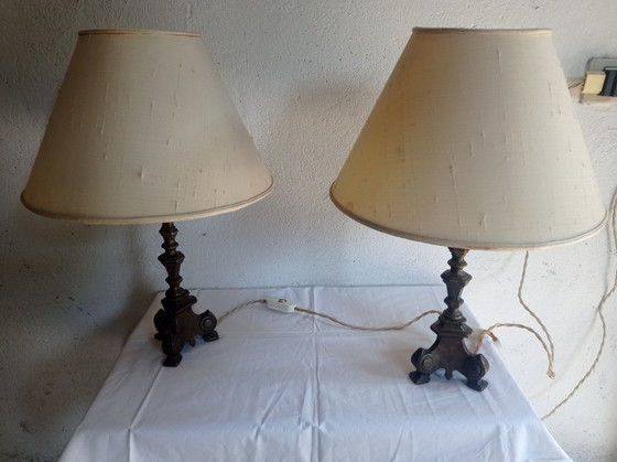 Lamps - Bronze - Transformed Candelabras – Table lamps, Textile (photo 31 of 38)