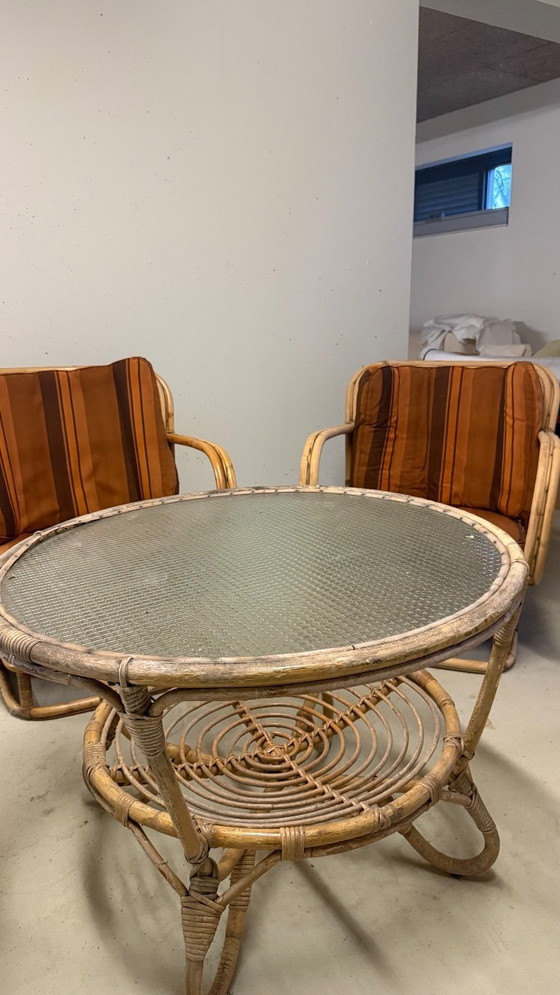 Image 1 of Vintage Heywood-Wakefield rotan lounge stoelen set