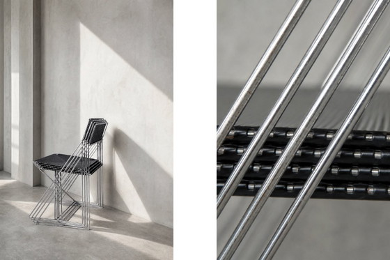 Image 1 of Vintage minimalistische metalen X-Line stoelen van Niels Jørgen Haugesen voor Hybodan, jaren 70, set van 4