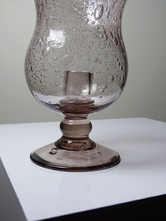 Vintage Amethyst Bubbled Glass Candle Holder, Biot Style, 1970-1980 (photo 7 of 9)