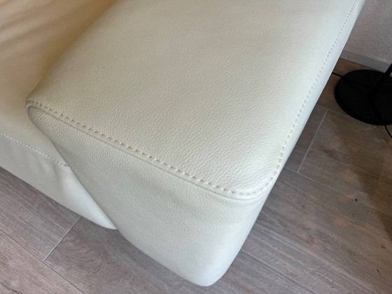 Image 1 of 3-Sitzer-Sofa aus elfenbeinfarbenem Leder