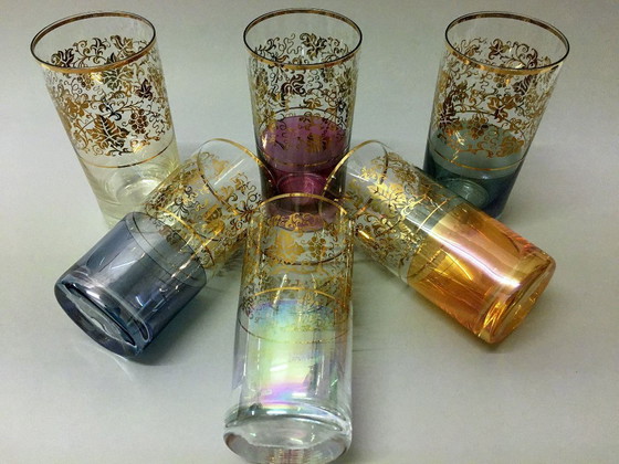 Image 1 of 6 bicchieri colorati / Borocrystal / Cecoslovacchia