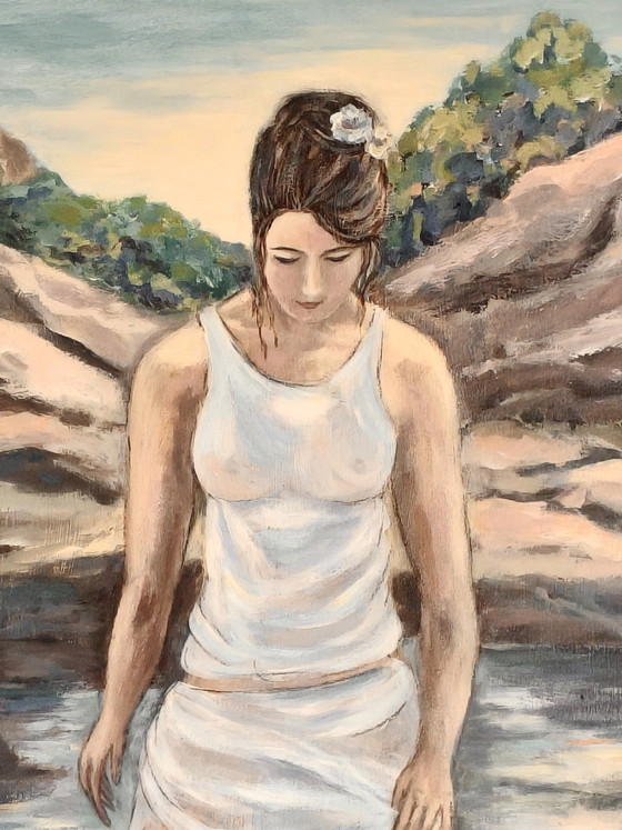 Image 1 of Acryl schilderij "De weerspiegeling in het water"