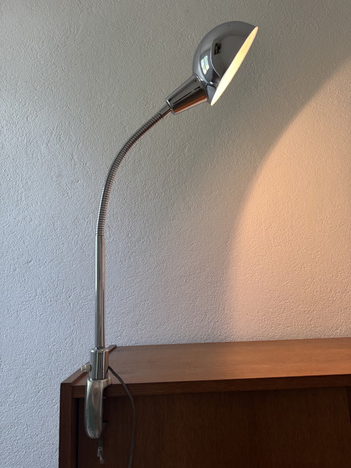 60's industriële chromen bureaulamp
