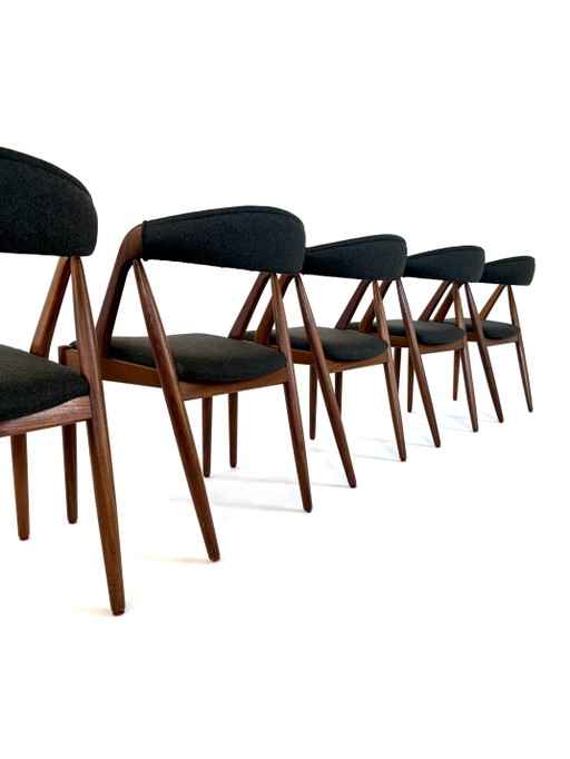 5x restaurierter dänischer Esszimmerstuhl, Kai Kristiansen ‘60