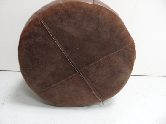 Pouf en cuir vintage, Objets déco, Daim, Marron (photo 5 sur 8)