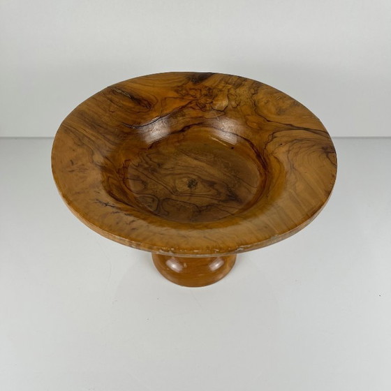 Tazza - Coupe À Fruit Sur Pied Monoxyle En Bois D'Olivier, 1950-60 – Bols, Wood, Vintage (photo 4 of 9)