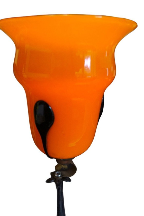 Image 1 of Art Deco lamp signed Paul Follot, dedicated to Jean Faure, Lötz shade